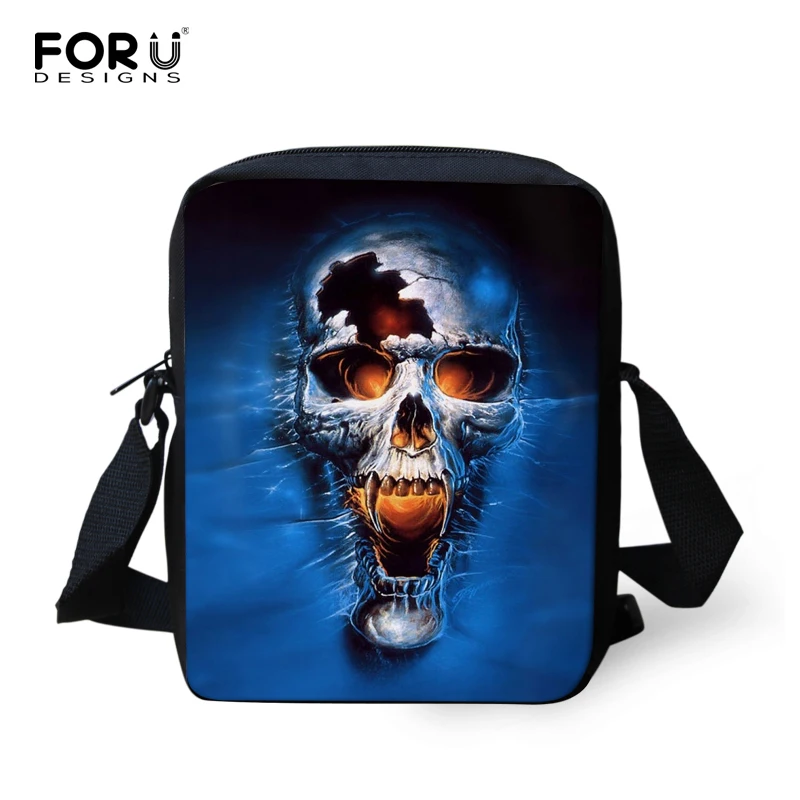 Charm Single Shoulder Messnenger Bag for Men Cool Boys Punk Skull Printing Casual Mini Travel Handbag Crossbody | Багаж и сумки
