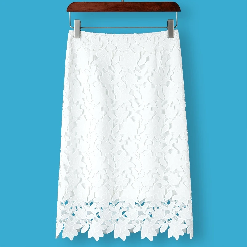 KoHuiJoo весна лето женская Юбка До Колена размера плюс офисные женские юбки карандаш с высокой талией Модные полые элегантные юбки