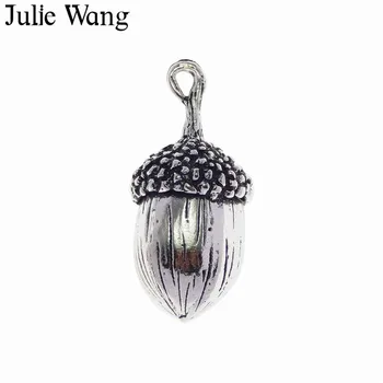 

Julie Wang 100PCS Alloy Antique Silver Big Acorn Charms Suspension For Neckalce Pendant Findings DIY Jewelry Making Accessories