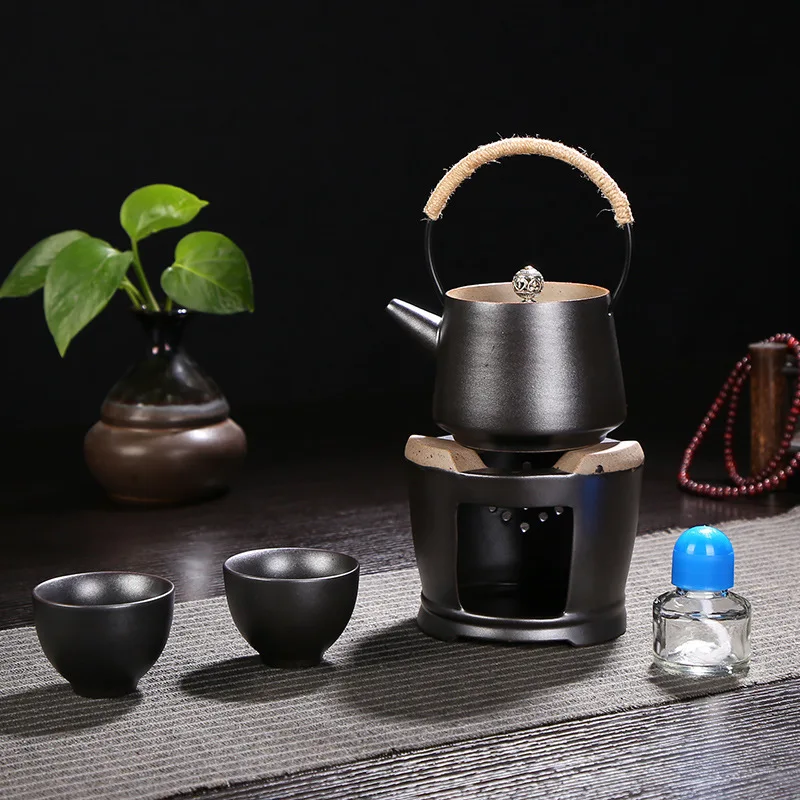 Black Tea Boiler Set Готовка печка для приготовления чая грубая Керамическая пиала набор костюм спиртовая плитка для приготовления чая кунгфу онлайн чайник с керамической ручкой - Цвет: Black Tea Boiler Set