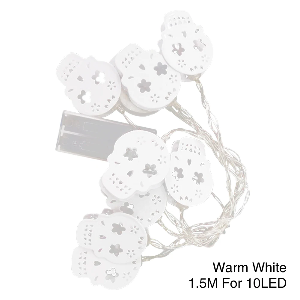 

Universal Outdoor Indoor LED String Lights Hallowen Decorations Stainless Steel Party Low Power Skull Ghost Flickering Hanging