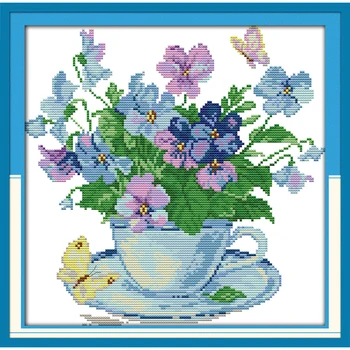 

Everlasting Love Three Color Vase Chinese Cross Stitch Kits Ecological Cotton Clear Stamped 11CT DIY Gift Christmas Decoration