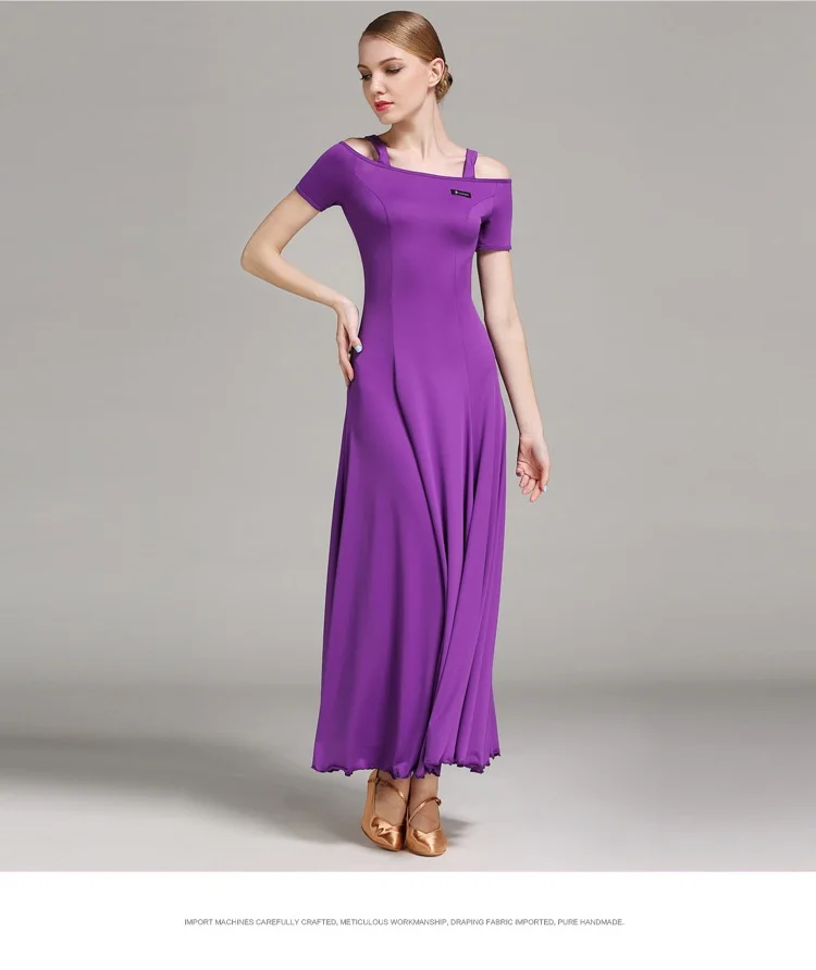 Новое современное танцевальное платье с коротким рукавом стандартный бальный костюм женский вальс фламенко танцевальный костюм 4 цвета B-6067