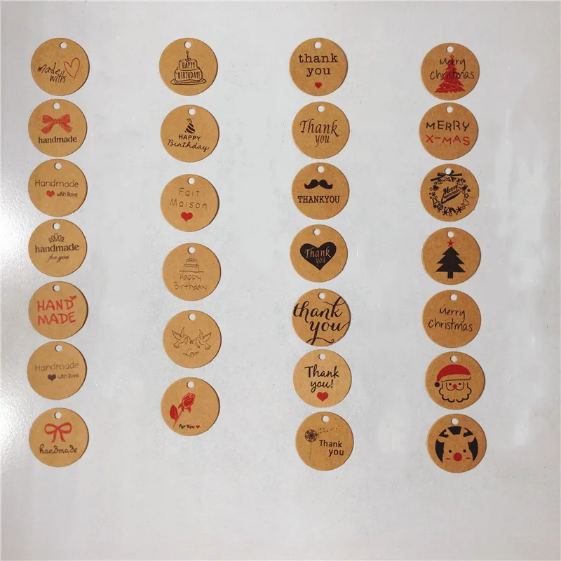 

Handmade Brown Kraft Paper Tags for Christmas Wedding Thanksgiving Day Gift Packaging Hang Tags Craft Gift Tags 3cm Round 500Pcs