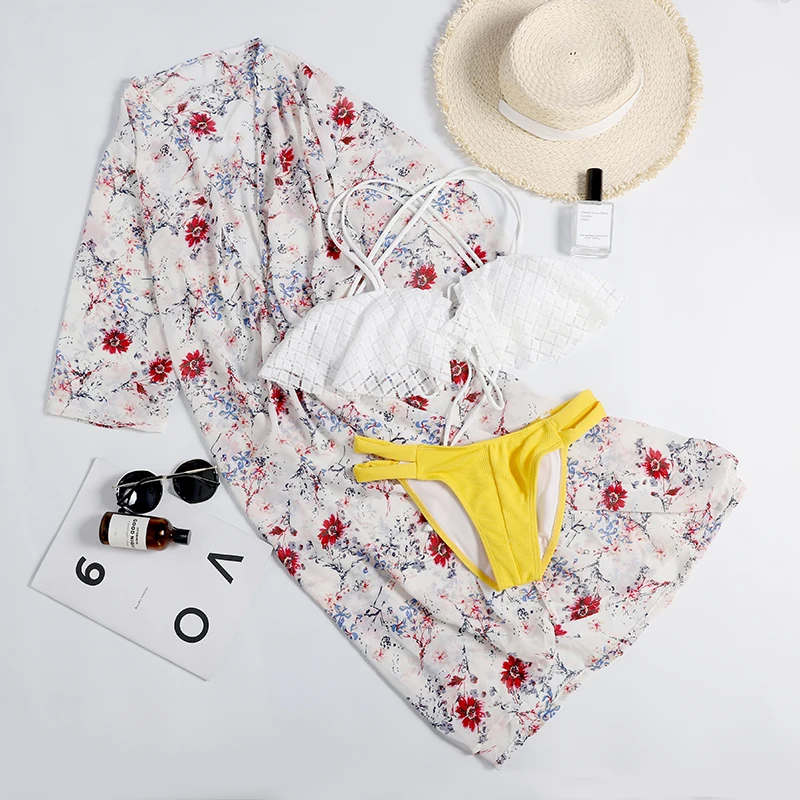 

2019 new women's swimsuit female separate bikini New Print Swimwear Bikinis Set Halter Swim Wear