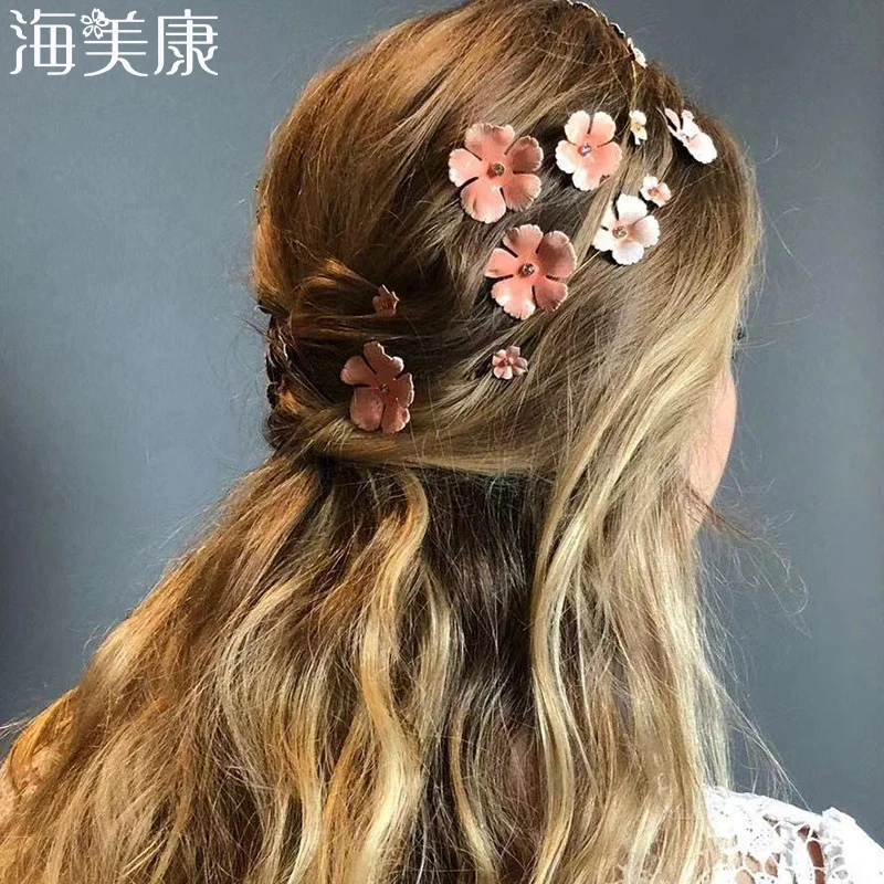 Haimeikang 1 комплект/костюм женские свадебные цветочные шпильки Заколки для волос Свадебная вечеринка для девочек волосы палку аксессуары для волос заколки
