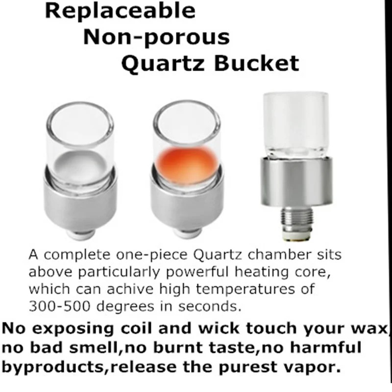 

Original Longmada Wickless Quartz Bucket Coil Heating Core Coil Wax Vape Starter Kit 510 For Motar Wax Vape Tank Atomizer Coil