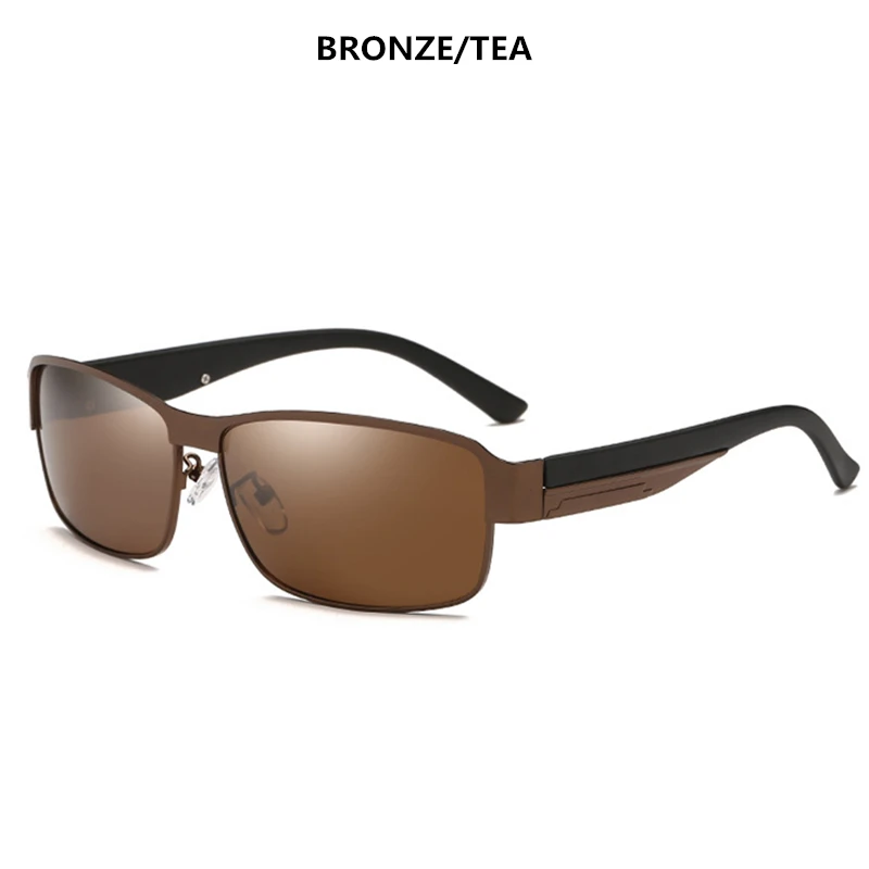 Мужские солнцезащитные очки, поляризационные, солнцезащитные очки, очки для вождения, мужские винтажные очки, фирменный дизайн, lunette de soleil, зеркальные, UV400 - Цвет линз: Bronze Tea