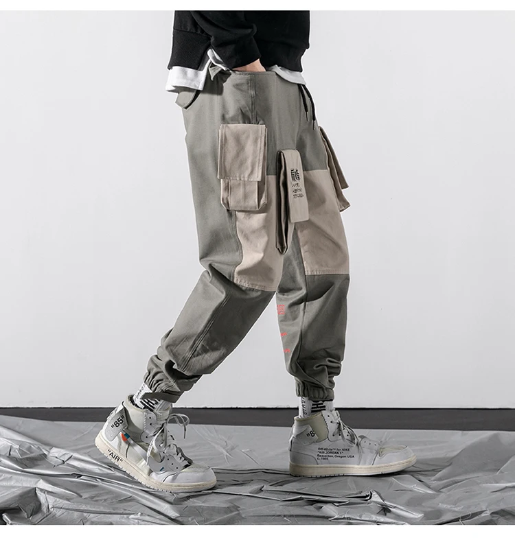 Брюки мужские штаны-шаровары в стиле хип-хоп для мальчиков с несколькими карманами с эластичной резинкой на талии, дизайнерские брюки-карго мужские уличные панк Беговые брюки в повседневном стиле