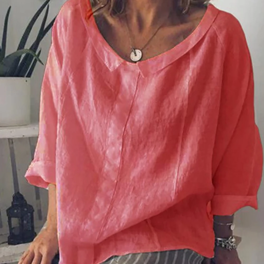 Cysincos Women Blouses Fashion Long Sleeve Loose Turn Down Collar Shirt Chiffon Office Blouse Slim Casual Tops Plus Size S-5XL