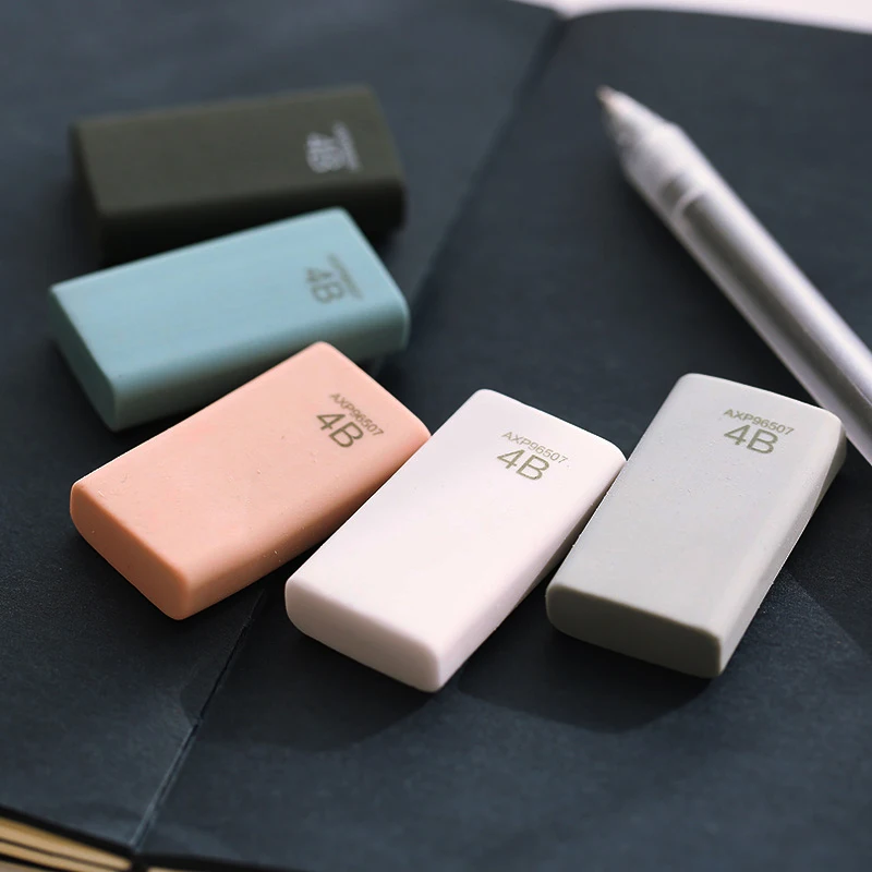 

2pcs/lot Office simple pure color test eraser pencil painting eraser 4B soft rubber Correction supplies 5colors