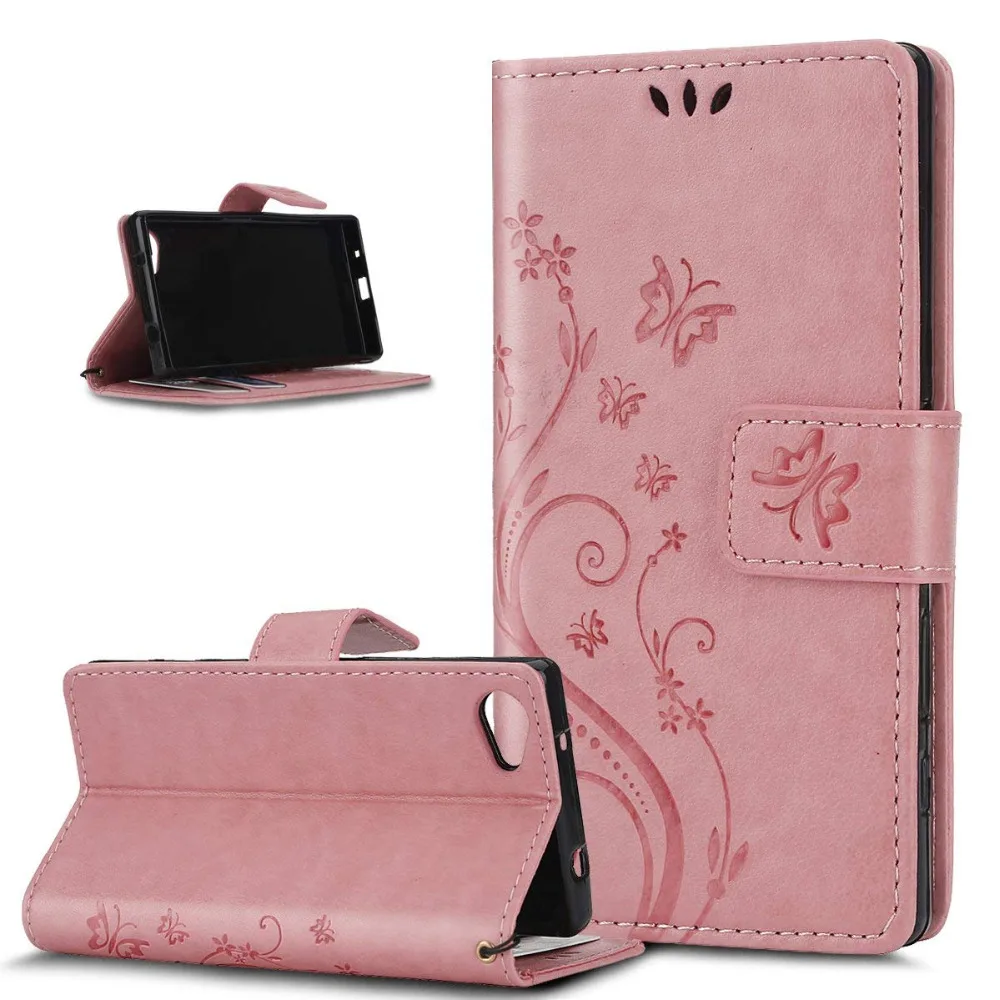 Butterfly Flower Patterned PU Leather Wallet Case Cover For Sony Xperia XZ2 XZ1 Z3 Mimi Z5 E5 XA Z3 Z5 Mini XA1 Phone Capa Coque (5)