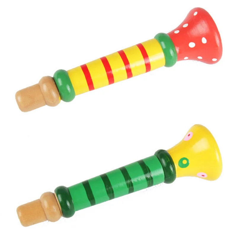 Веселые красочные деревянные трубы для маленьких детей деревянные игрушечный музыкальный инструмент трубы Hooter Горн игрушечная суона