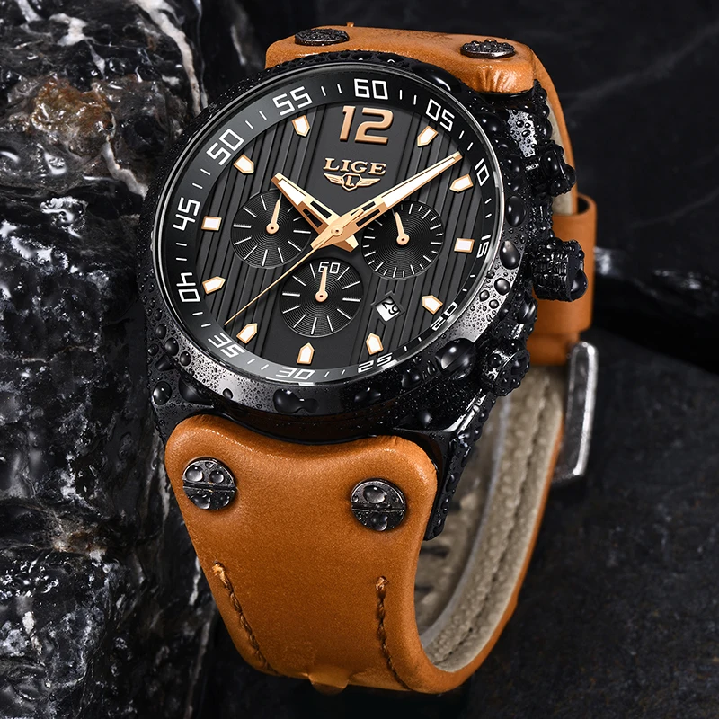Reloj Hombre LIGE мужские водонепроницаемые кварцевые часы мужские часы бренд класса люкс Хронограф Мужские повседневные кожаные спортивные кварцевые часы