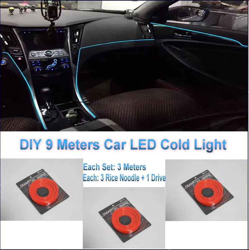 

For Renault Megane 2 / Twingo 2 / DIY 9 Meters 12V Car EL Cold Light, LED Interior Lights, Decorative Ambient Lighting Lamp