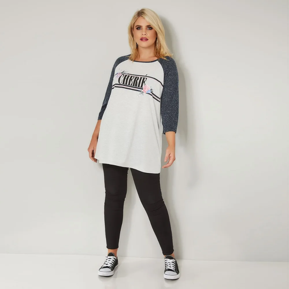 

Kissmilk Europe And The United States Large Size Simple Casual Stitching Floral Print Round Neck Half Sleeve T-Shirt