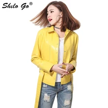 Шило GO кожаная куртка Женская Весенняя мода Овчина натуральная кожа пальто воротник с лацканами однобортный боковой карман ремень цвет