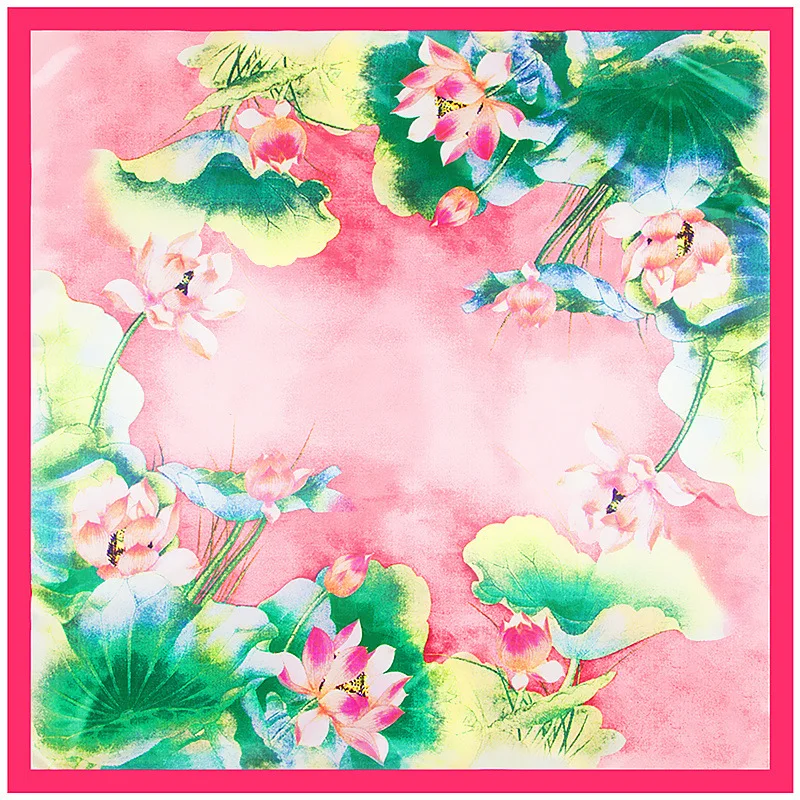 

High Quality Soft Stain 100% Silk Scarf Claude Monet Designed Flower Wraps & Scarves For Women 90cm*90cm world famous painting