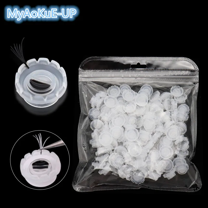

100pcs Flowering Cup For Grafting Eyelash Blossom Cup One Second Flowering Glue Cup Makeup Eyelashes Extension Tools