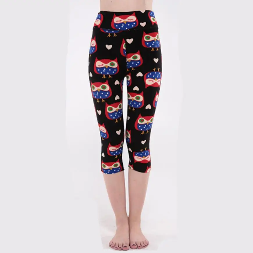 

Women Elasticity Owl Print Exercise Yoga Sports Fitness Sport Leggings Tights Running Sportswear Training Trousers JUNN16