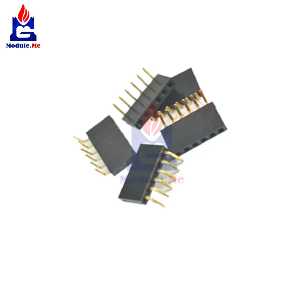 

10PCS 2.54mm Pitch 1x6Pin Header Right Angle Female Single Row Socket Connector