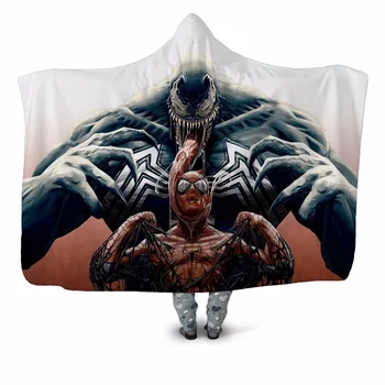 

Catched Superman 3D Print Plush Hooded Blanket for Adult Child Sofa Quilt Wearable Fleece Throw Blanket Home Office Washable New