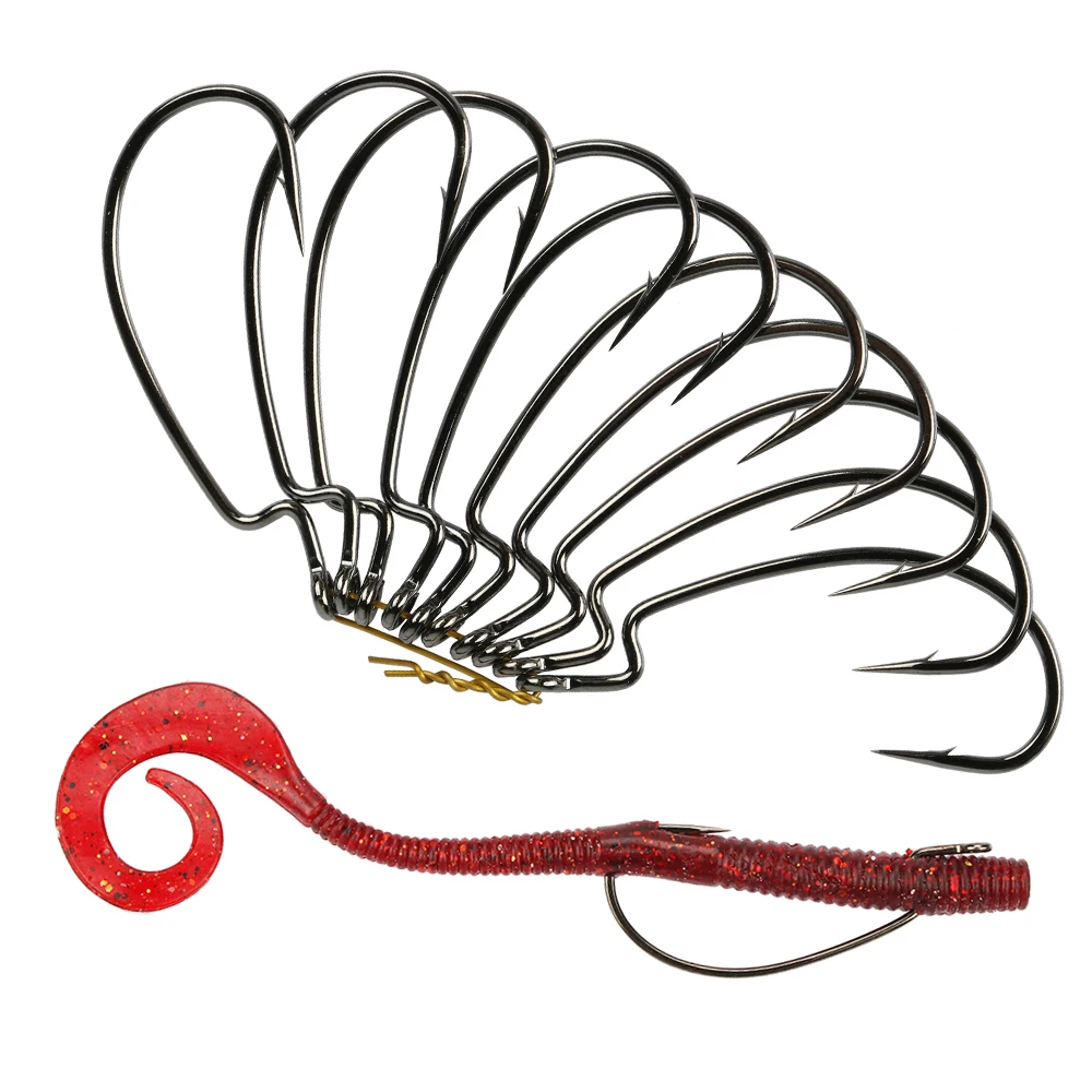Tsurinoya 40pcs/lot Fishing Hook Barbed Offset fishhooks Fit for Texas Carolina Florida Rigs 4 sizes (4packs)