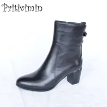 Г. новые женские зимние теплые короткие сапоги laies на плюшевой подкладке до середины голени с пряжкой из коровьей кожи обувь ручной работы pritivimin FN35