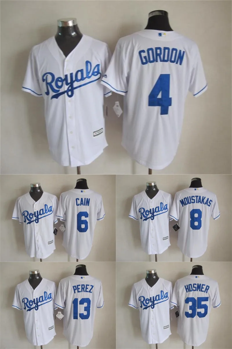 Kansas City Royals Jersey White Mike Moustakas Lorenzo Cain Alex Gordon