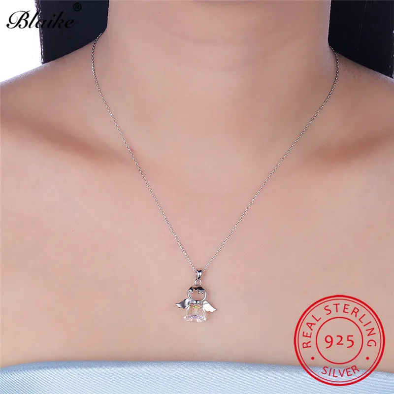 Подвески Blaike из 100% натурального серебра 925 пробы с ангелом удачи крылья для