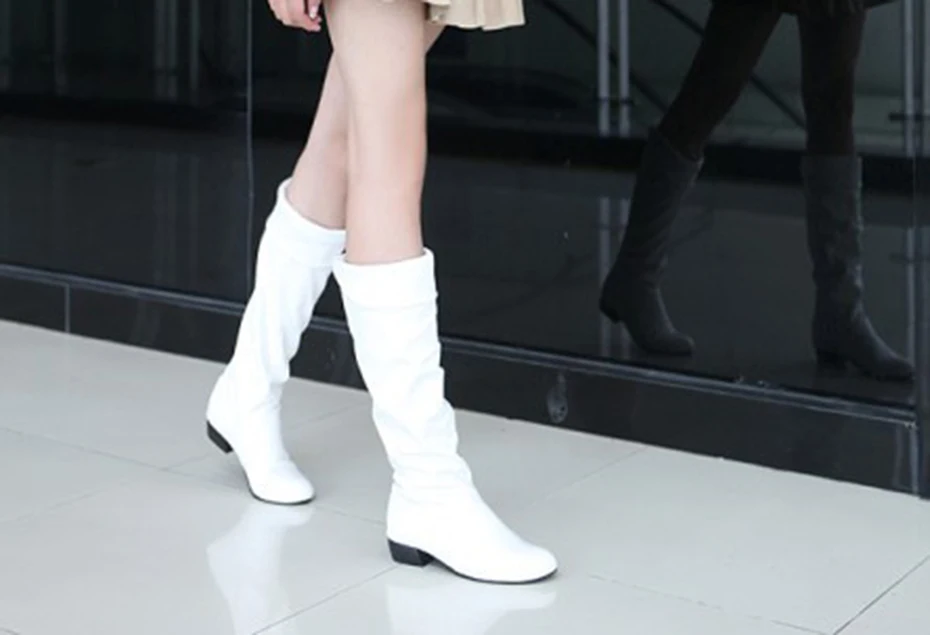 EISWELT/женские осенне-зимние ботинки Повседневные высокие сапоги на низком каблуке обувь В рыцарском стиле с круглым носком Модные женские ботинки