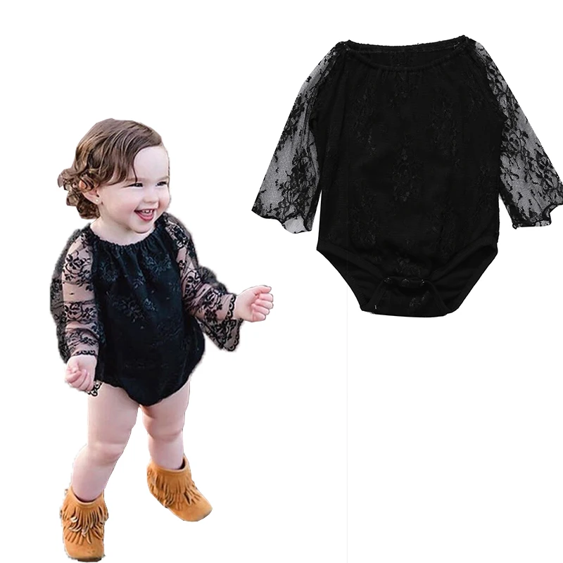 Buy 2017 Newborn Babies Lace Sleeve Bodysuits Infant