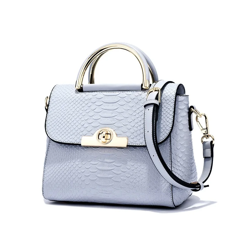 DOODOO Women Genuine Leather Handbags Patent Famous Brands Designer Handbags High Quality Tote Bag Crossbody Crocodile