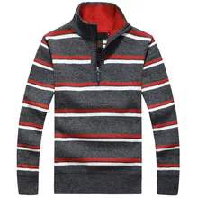 Brand Clothing New Winter thick Cashmere Sweater men Top Quality Sweater Business Style Pullovers Mens Striped Half Zip Sweaters
