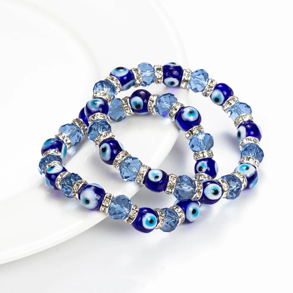 MEIBEADS Trendy Simple Evil Eye Religious Eye Charm Blue Beads Lucky Bracelet Match Turkish Bracelet for Women Earrings Y5226 bracelet jewelry