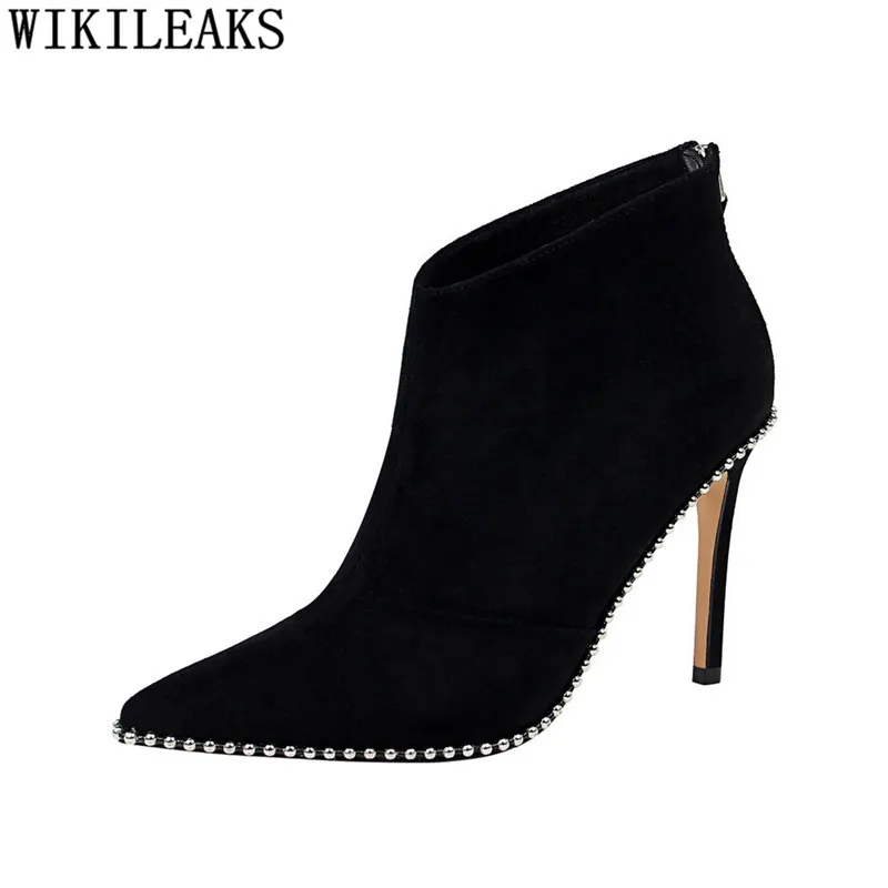 

bigtree shoes high heels boots women fashion suede rivet ankle boots for women leather boots women botines mujer 2019 botines