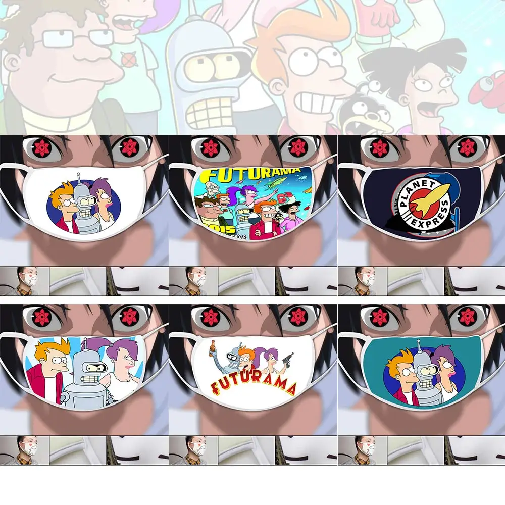 

Futurama FaceMask Philip Turanga John Unisex Cotton Fabric For Woman Man Camouflage Mouth-muffle Keep warm Dustproof Costume Toy
