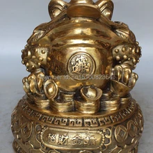 1" Китайский Бронзовый Богатство YuanBao Деньги Джин Чан Золото Цикада Животных Статуя