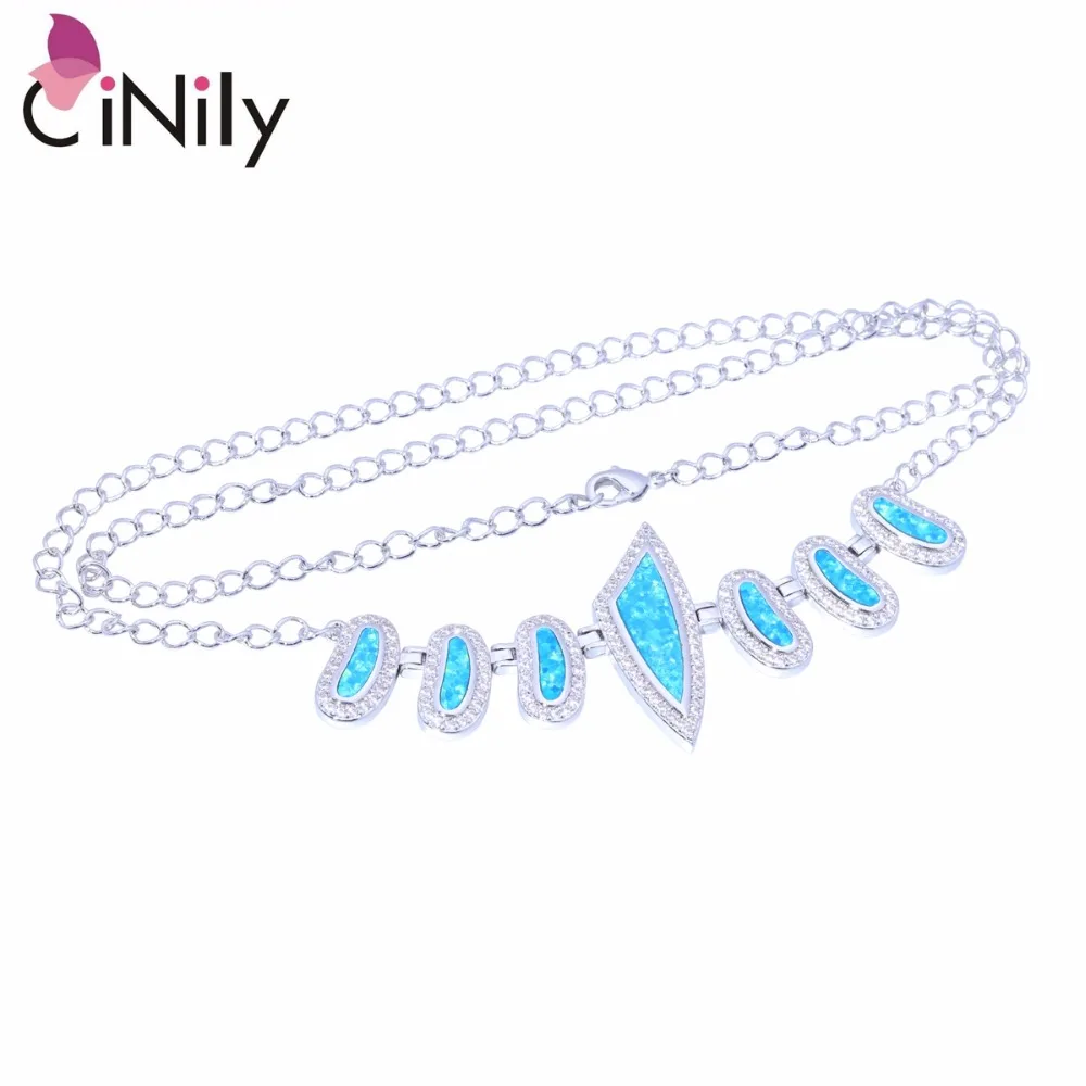Женское ожерелье с кулоном CiNily голубым и белым огненным опалом фианитом