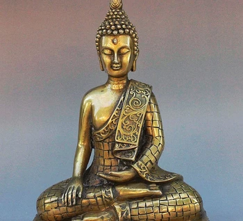 

China Tibet Buddhism Brass Copper Sakyamuni Shakyamuni Amitabha Buddha Statue 160817
