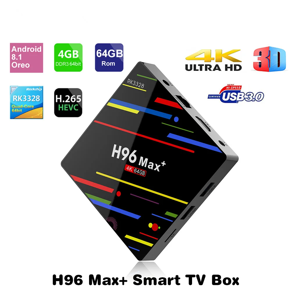 H96 MAX+ Plus Android 8.1 4GB 64GB Rockchip RK3328 Smart TV BOX USB 3.0 4K 5G Dual WiFi Media player | Электроника