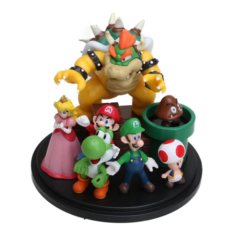 

Super Mario Figures Toys Set 5-12cm Super Mario Bros Koopa Bowser Mario Luigi Princess Peach Yoshi Toad Goomba PVC Action Figure
