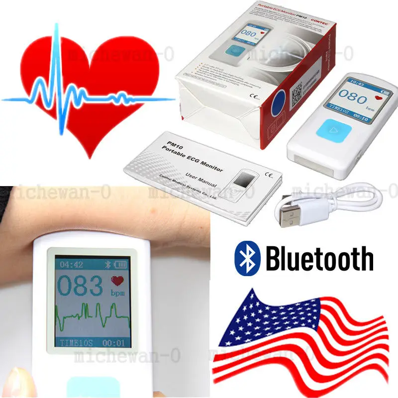 Rechargable Portable ECG Monitor PM10 Bluetooth Mobile App ECG Detector