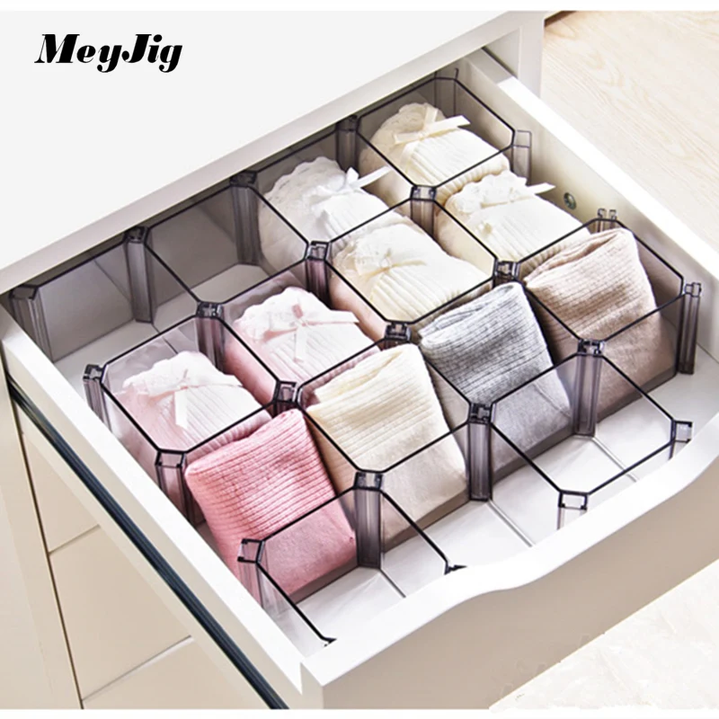 

6Pcs/set Honeycomb Socks Underwear Storage Box Plastic Compartment Cabinet Wardrobe Drawer Finishing Partition Free Combination