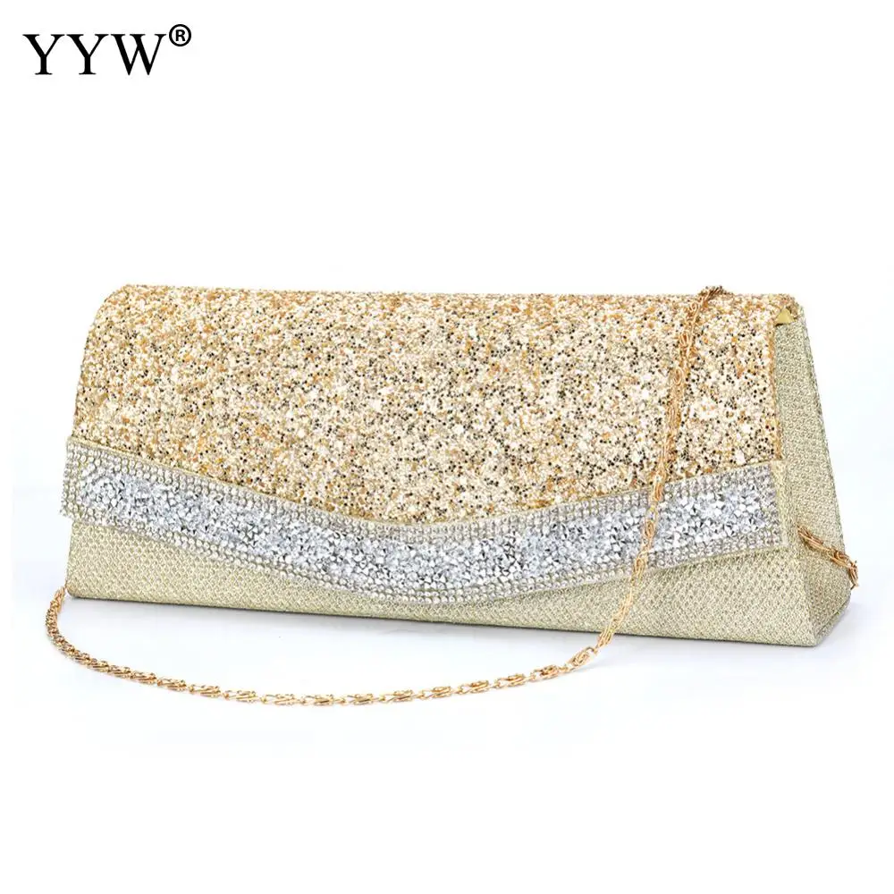 

Rhinestone Evening Party Bags Clutches Women Evening Gillter Wedding Clutches Handbag Chain Shoulder 2019 Party Bag Bolsas Mujer
