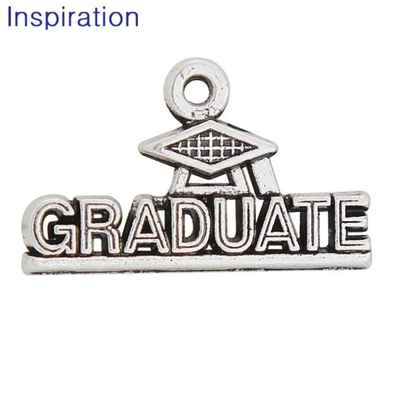 

School Fashion Hollow GRADUATE Dangle Charms Alloy Doctorial Cap Charm For Graduates Necklace Bracelet DIY Jewelry Making