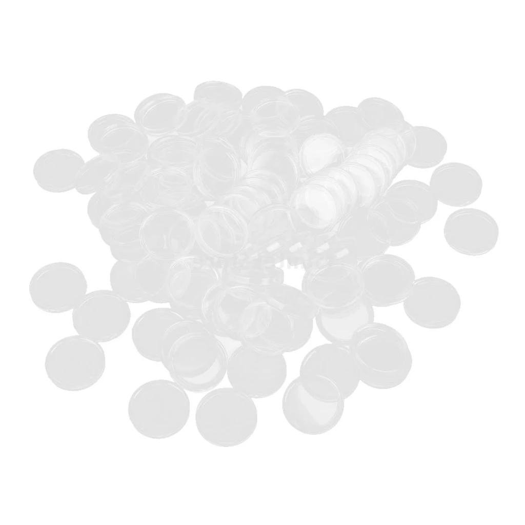 Clear Plastic 26mm Coin Capsules Protection Storage Case Containers Kids Art Supplies Pack of 100PCS
