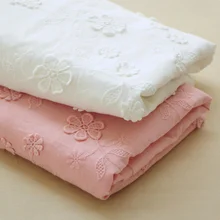 Летняя Новинка, чистый хлопок, однотонная вышивка, цветы, кружево, ткань, кукла, платье, юбка, ткань