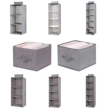 

5 Cells Linen Fabric Shoes Garment Organizer Rack Pockets Stand Holder Wardrobe Hanging Bag Storage Bag Clothes Organizers 40