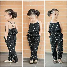 Лидер продаж; цельнокроеный комбинезон в горошек без рукавов для маленьких девочек; комбинезон; футболка и штаны; комплект одежды; От 2 до 7 лет